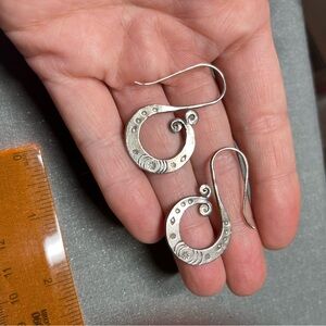 Artisan stamped silver earrings